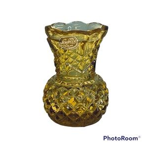 Bohemia Glass Czechoslovakia Amber Bud Vase Vintage With Sticker